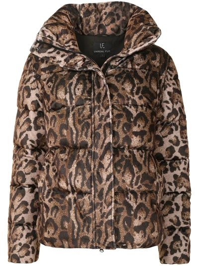 Unreal Fur Huff & Puff Leopard Jacket In Brown