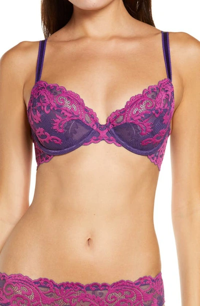 Wacoal Women's Instant Icon Underwire Bra 851322 In Violet Indigo/ Hollyhock
