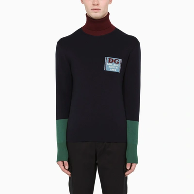 Dolce & Gabbana Multicolour Wool Turtle Neck Pullover In Multicolor