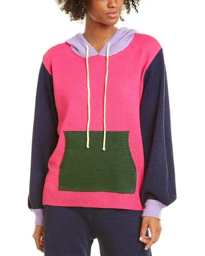 Olivia Rubin Color-block Knitted Hoodie In Pink