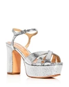 Schutz Women's Keefa Crackled Leather High Heel Platform Sandals In Prata