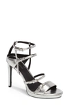 Calvin Klein Shantell Strappy Platform Sandal In Silver Leather