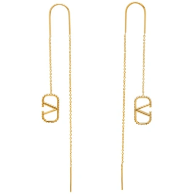 Valentino Garavani Gold Crystal Vlogo Earrings In Mh5 Gold