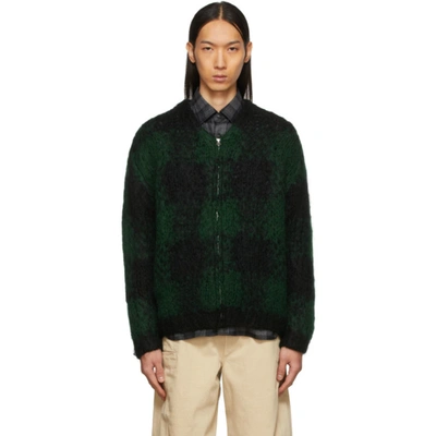 Junya Watanabe Checked Zipped Wool blend Cardigan In Green ModeSens