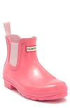 Hunter Original Gloss Waterproof Chelsea Boot In Pink / Salt Pink