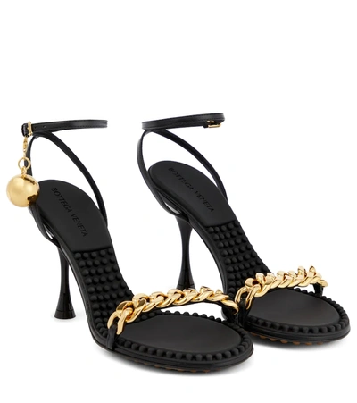 Bottega Veneta Women's Dot Leather Chain Detail Sandals In Black