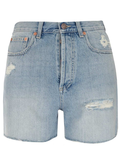 Gucci Eco Washed Distressed Denim Shorts In Azzurro