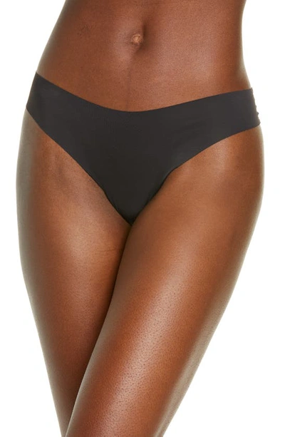 Skims Dipped Mid-rise Stretch-cotton Thong In Soot