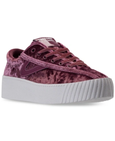 Tretorn Women's Nylite 4 Bold Crushed Velvet Casual Trainers From Finish Line In Medium Pink