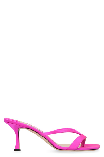 Jimmy Choo Pink Maelie 70 Satin-covered Leather Mules