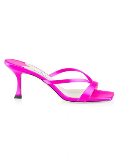 Jimmy Choo Pink Maelie 70 Satin-covered Leather Mules In Violet