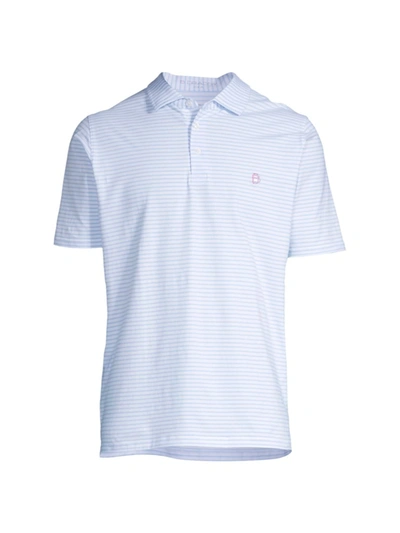 B Draddy Tommy Striped Short-sleeve Polo In White Batik