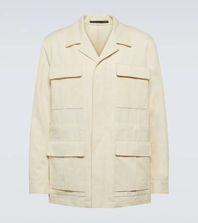 Loro Piana Classic Cotton & Linen Safari Jacket In White