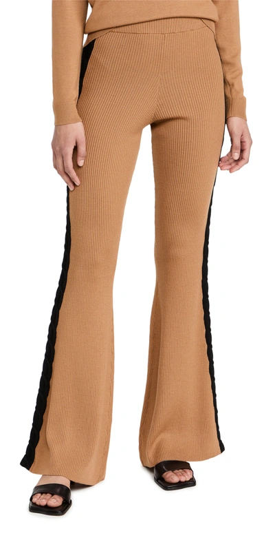 Victor Glemaud Flare Leg Pants With Side Stripe In Camel/black