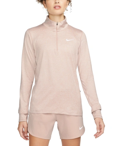 Nike Women's Element Dri-fit Half-zip Running Top In Pink Oxford/light Soft Pink/heather