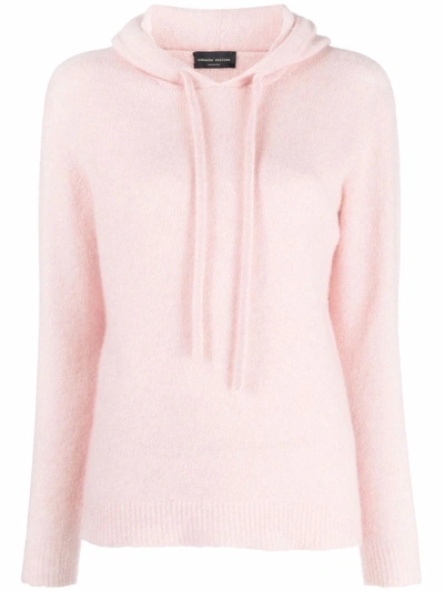 Roberto Collina Rib-trimmed Hooded Jumper In Pink