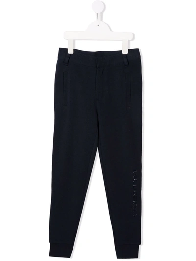 Karl Lagerfeld Logo-print Cotton Trousers In Blue