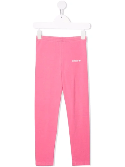 Adidas Originals Teen Logo Print Leggings In Pink