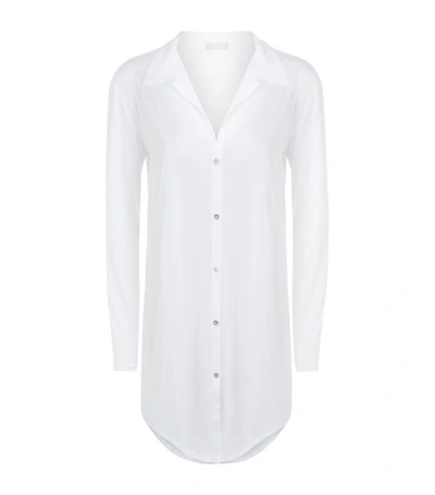 Hanro 'deluxe Boyfriend' Jersey Sleep Shirt In White