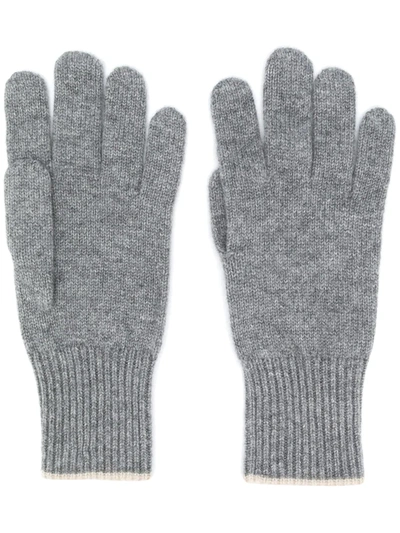 Brunello Cucinelli Contrast-trimmed Cashmere Gloves In Grey