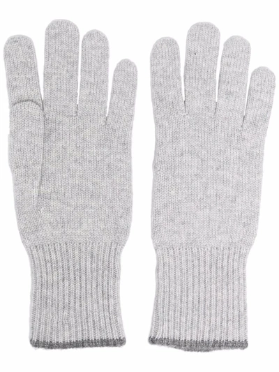 Brunello Cucinelli Knitted Cashmere Gloves In Pebble