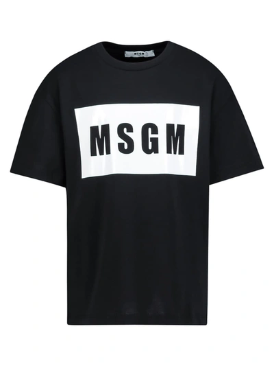 Msgm Black T-shirt For Kids With Logo