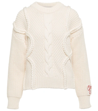 Golden Goose Oversized Cable-knit Crewneck Sweater In Ivory