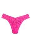 Hanky Panky Stretch Lace Traditional-rise Thong In Passionate Pink
