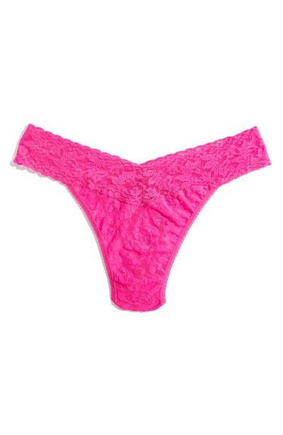 Hanky Panky Stretch Lace Traditional-rise Thong In Passionate Pink