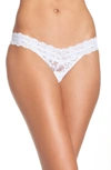 Hanky Panky Cross-dyed Signature Lace Low-rise Thong In White/ Powder Blue