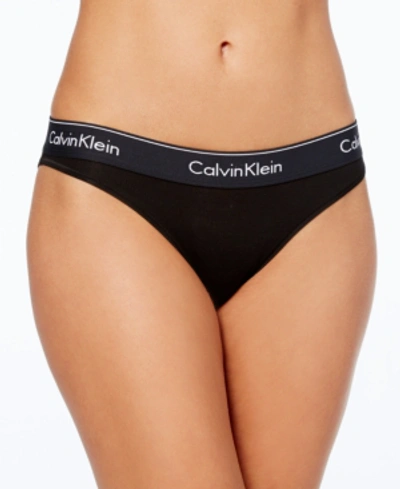 Calvin Klein 'modern Cotton Collection' Cotton Blend Bikini In Black With Black