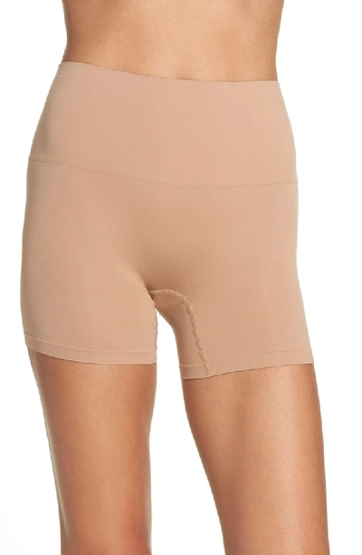 Yummie By Heather Thomson Ultralight Seamless Shaping Shorts In Almond