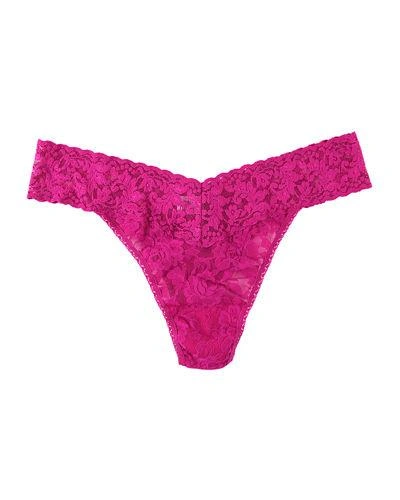 Hanky Panky Stretch Lace Traditional-rise Thong In Bright Amethyst