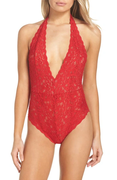 Free People Intimately Fp Avery Lace Bodysuit In Red