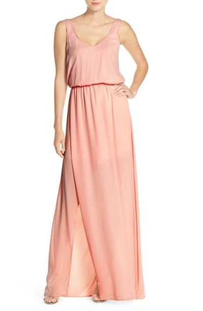 Show Me Your Mumu Kendall Soft V-back A-line Gown In Frosty Pink Crisp