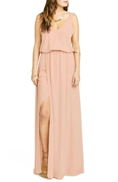 Show Me Your Mumu Kendall Soft V-back A-line Gown In Dusty Blush Crisp