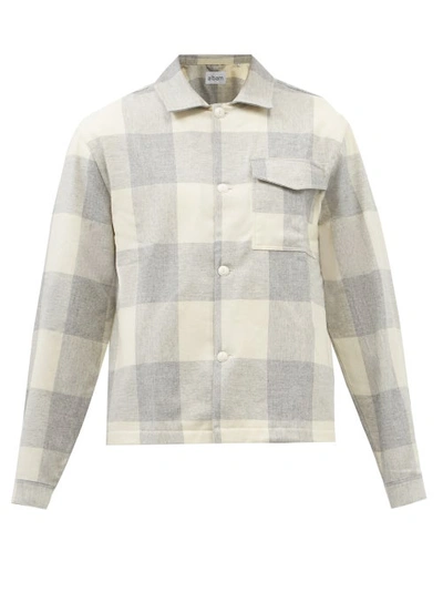 Albam Kennedy Checked Wool-blend Flannel Shirt In Grey Cream
