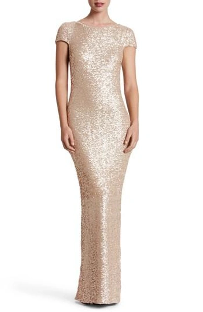Dress The Population Teresa Body-con Gown In Pale Blush