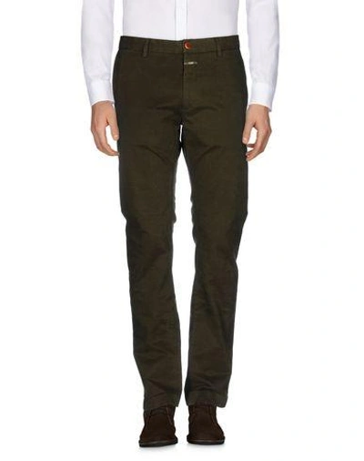 Closed Casual Pants In Military Green