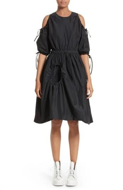 Paskal Cold Shoulder Drawstring Dress In Black
