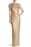 Dress The Population Teresa Body-con Gown In Brushed Gold