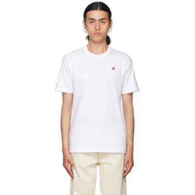 Comme Des Garçons Play White & Red Little Heart Patch T-shirt In 2 White