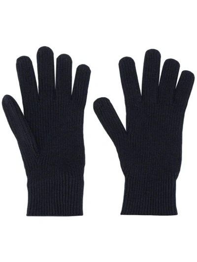 Moncler Ribbed-knit Wool Gloves In Blue