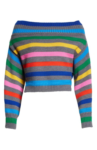 Monse Off-the-shoulder Striped Merino Wool Sweater In Multi