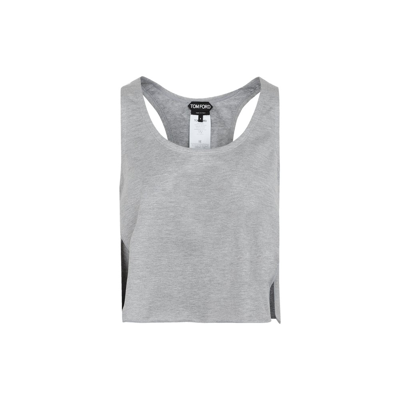Tom Ford Silk And Cotton Racerback Top In Grey