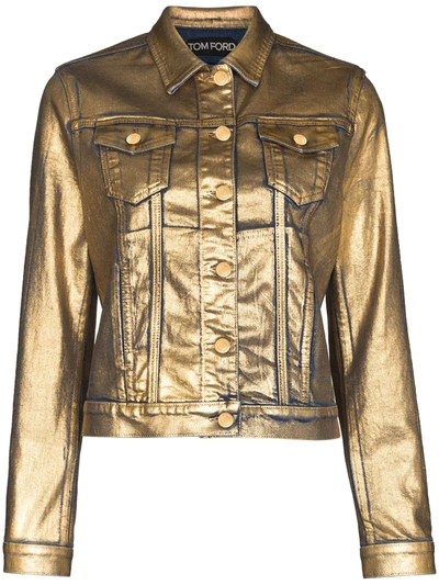 Tom Ford Metallic Double-pocket Jacket In Gold
