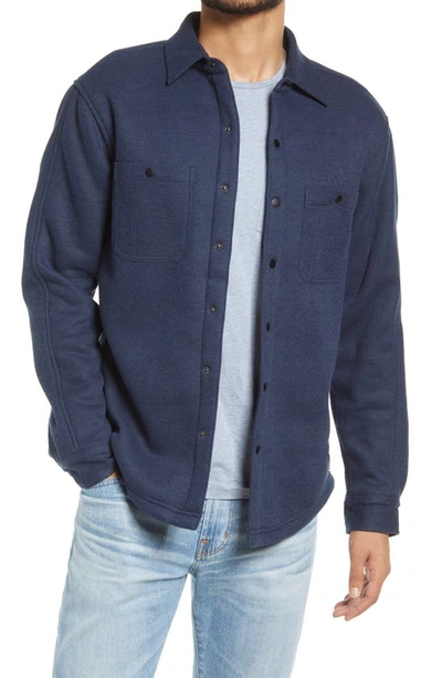 Vintage Men's Spread-collar Ribbed Fleece-lined Shirt-jacket In Char Blue Heather