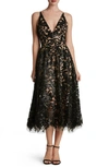 Dress The Population Blair Embellished Fit & Flare Cocktail Dress In Black/ Nude