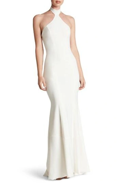 Dress The Population Taylor Crepe Halter Gown In Off White