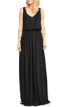 Show Me Your Mumu Kendall Soft V-back A-line Gown In Black Chiffon